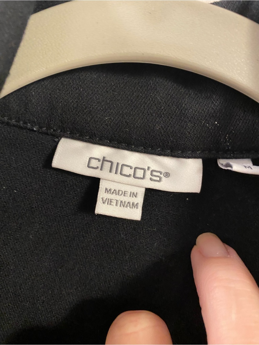 Chicos Black Peplum Denim Jacket NWT Sz 1 - Picture 3 of 7